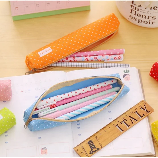 
Cute Pencil Bag Canvas Stationery Bag Easy to Carry Office and School Pencil Case 