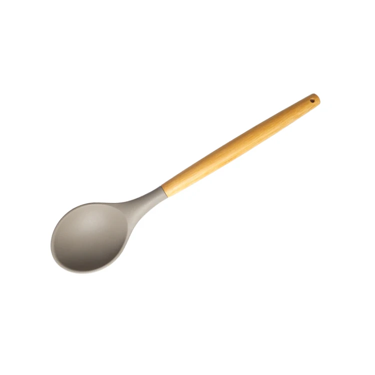 cooking utensil Long Handled Serving Spoons  high quality silicone spoon with acacia handle