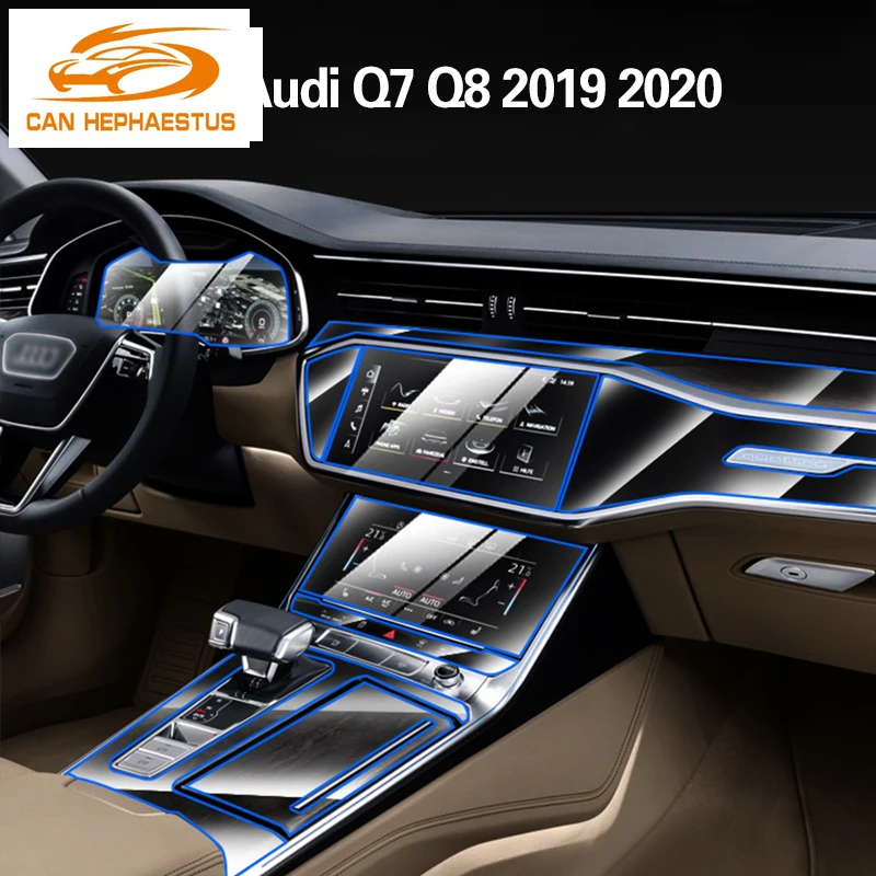 For Audi Q7 Q8 2019 2020 Car Interior Center console Transparent TPU Protective film Anti-scratch Repair film Accessories Refit