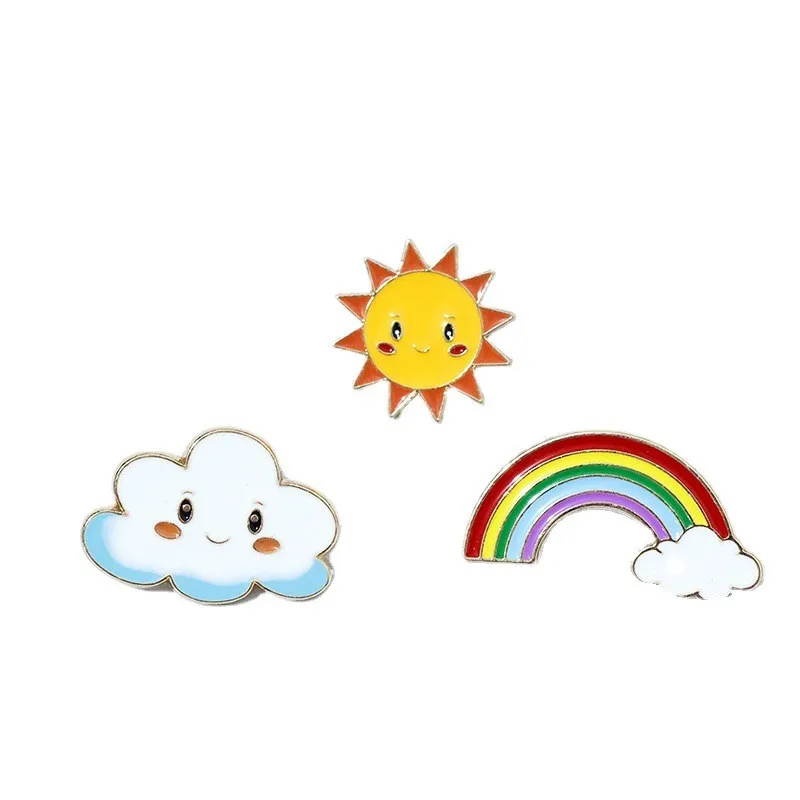 Lovely Rainbow Clouds shaped Brooches Clothing Lapel Pin Badge Weather Jewelry Gift For Kids Girls