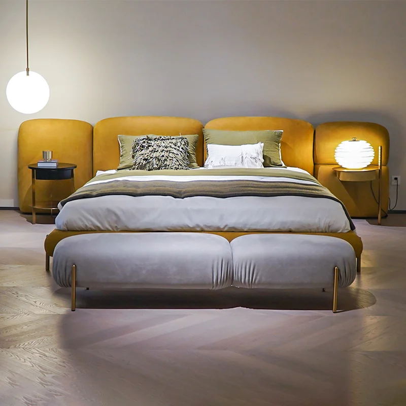 Modenfili Bett Modern Luxury Metal Legs Bedroom Italian Style King Size Design Leather Upholstered Beds Cama Letto Matrimoniale