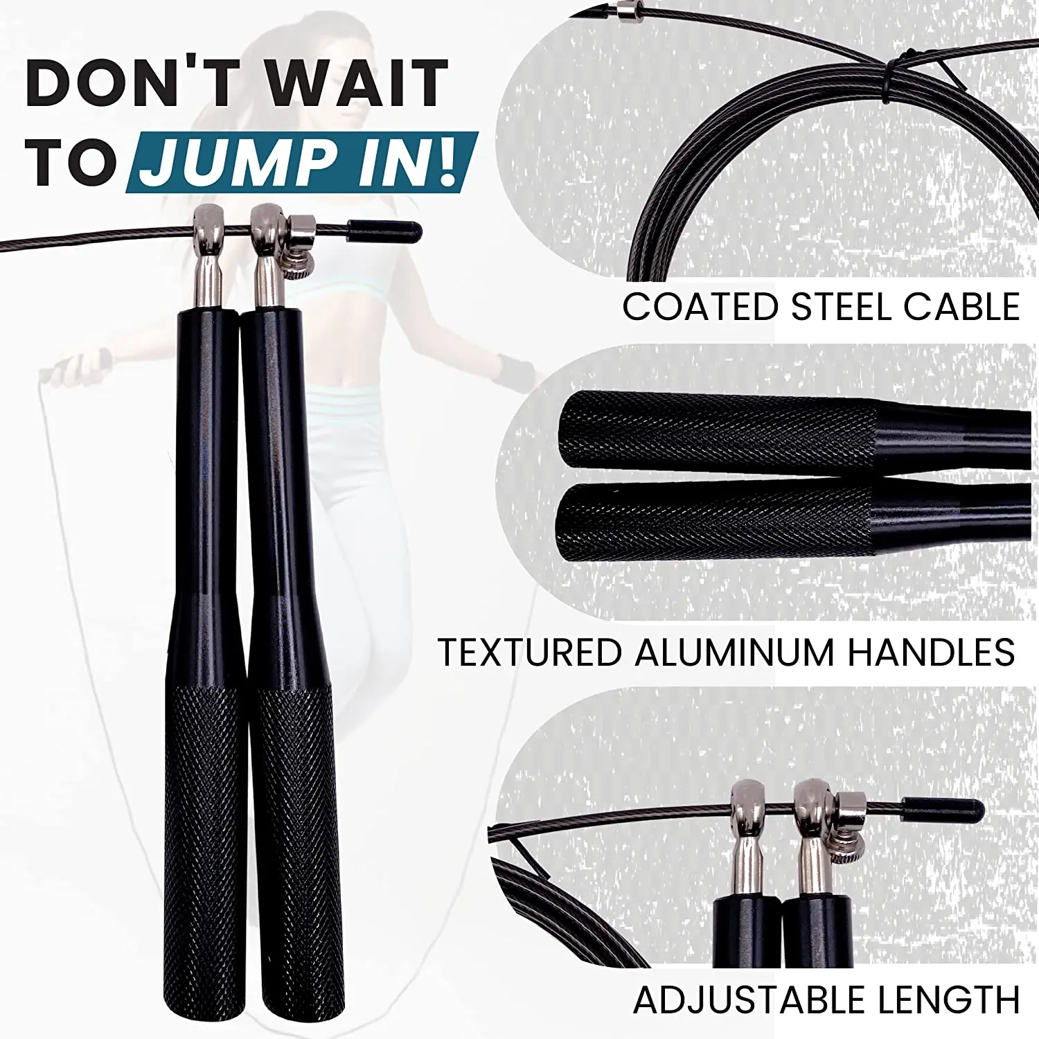 Speed Rope Adjustable Cross Fit Jump Ropes Custom Aluminum Black Silver Red Blue Skipping Rope