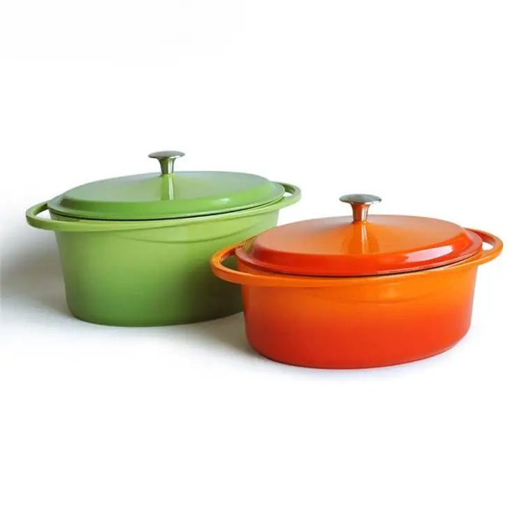 Hot Sale High Quality 35CM Non Stick Orange Cast Iron Enamel Casserole Set Dutch Oven with Double Handles