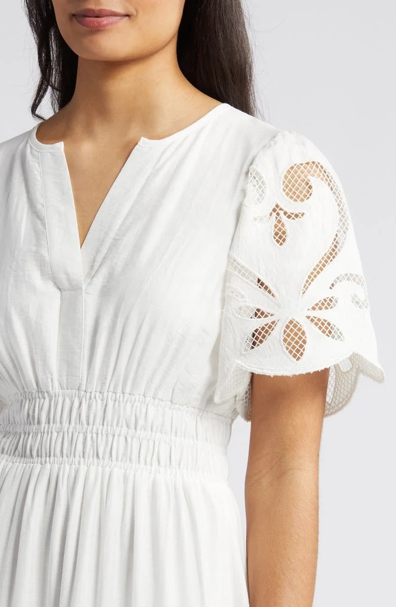 2024 Fashion Holiday Summer Lace Detail Tiered Midi Dress holiday bohemian dress