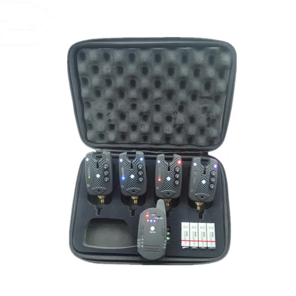 Black JZH-RF 998A 4+1 Great Feedback Wireless Waterproof Fishing Bite Alarm Set