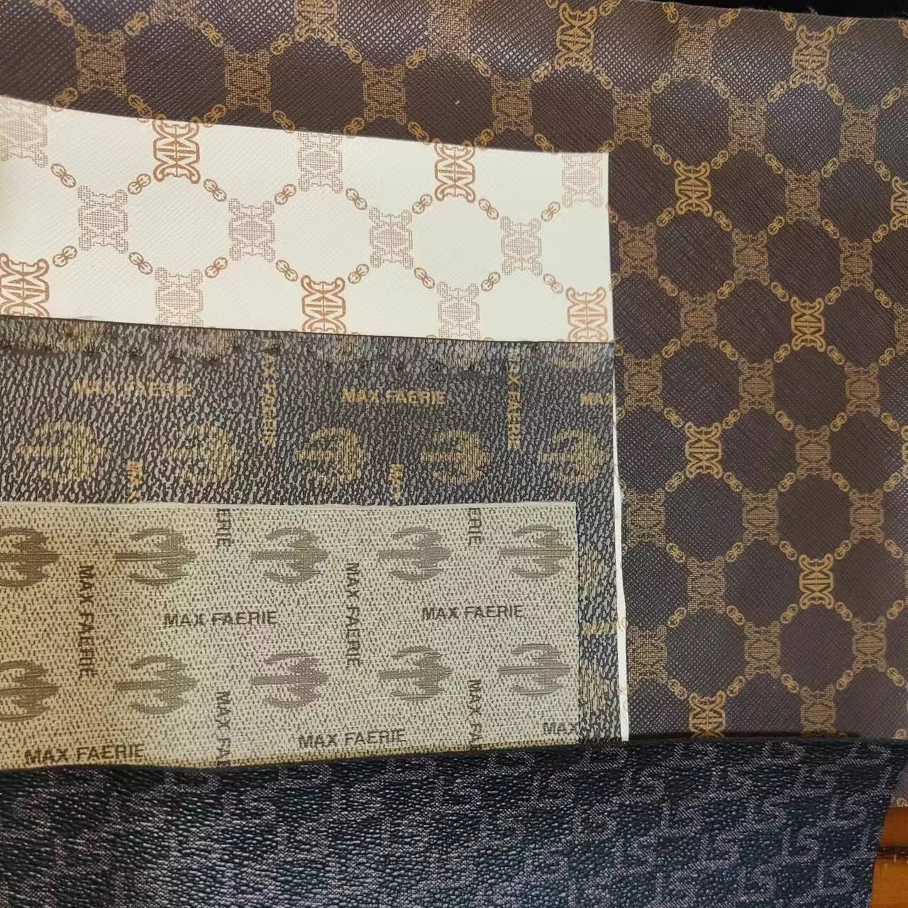 High Quality PVC Artificial Synthetic PU Leather Fabric Faux Leather with 500 Meters Knitted Backing for Bag Use Leader CN;JIA