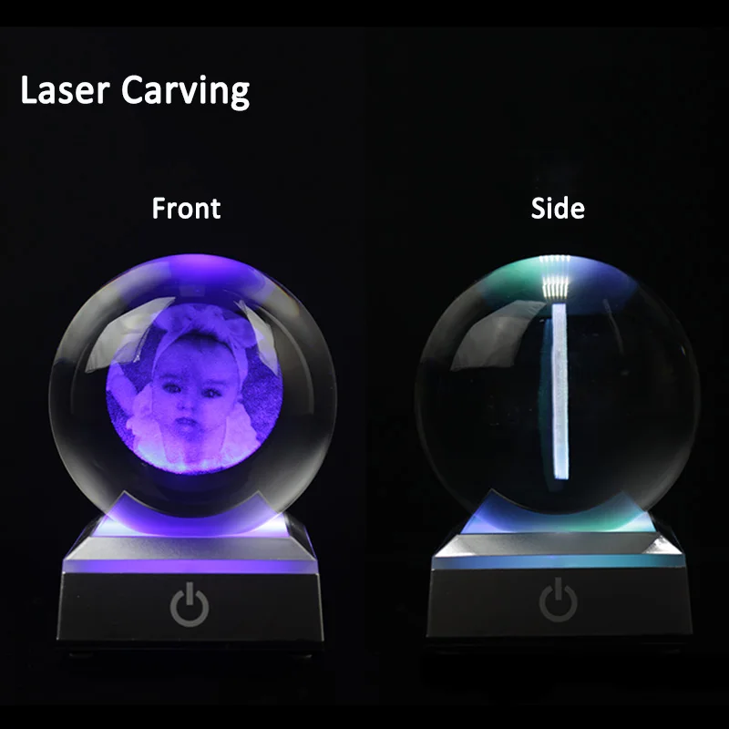 Glass Photo Ball Personalized Crystal Ball Laser Engraving Customized Baby Photo Glass Ball