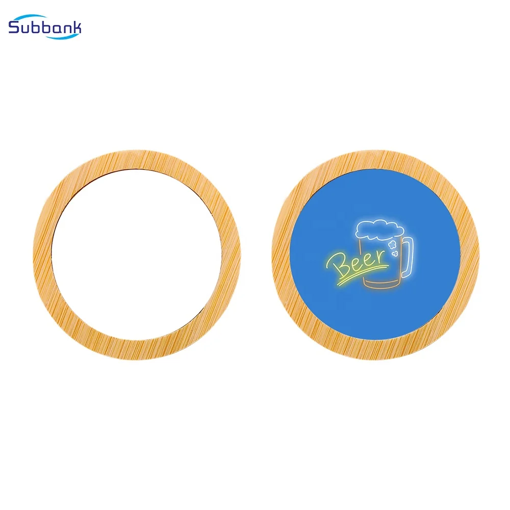 Subbank Custom Logo Round Wooden Bamboo Beer Bottle Opener Fridge Magnet Sublimation Blank Bottle Openers