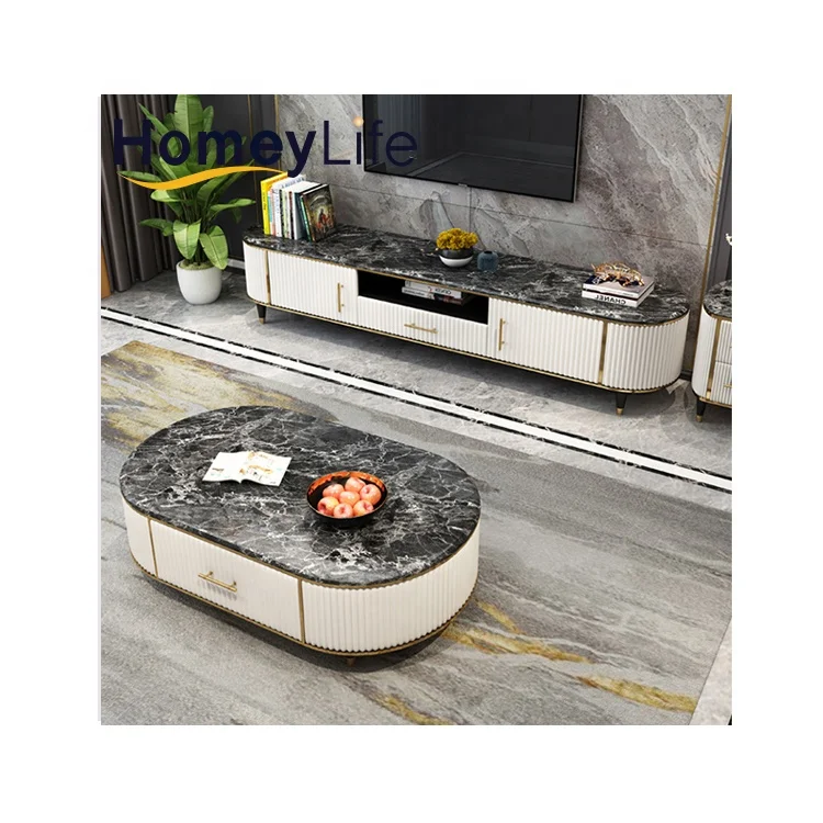 Modern counter height marble top living room wall table with two