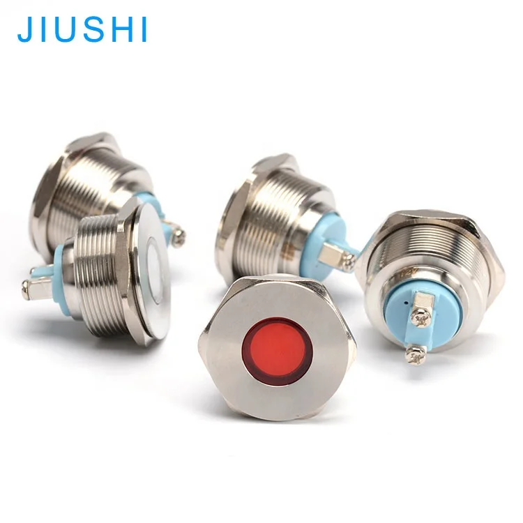 IP65 Waterproof indicator light mounting hole 25mm metal flat head pilot lamp signal light LED indicator lamp red green yellow