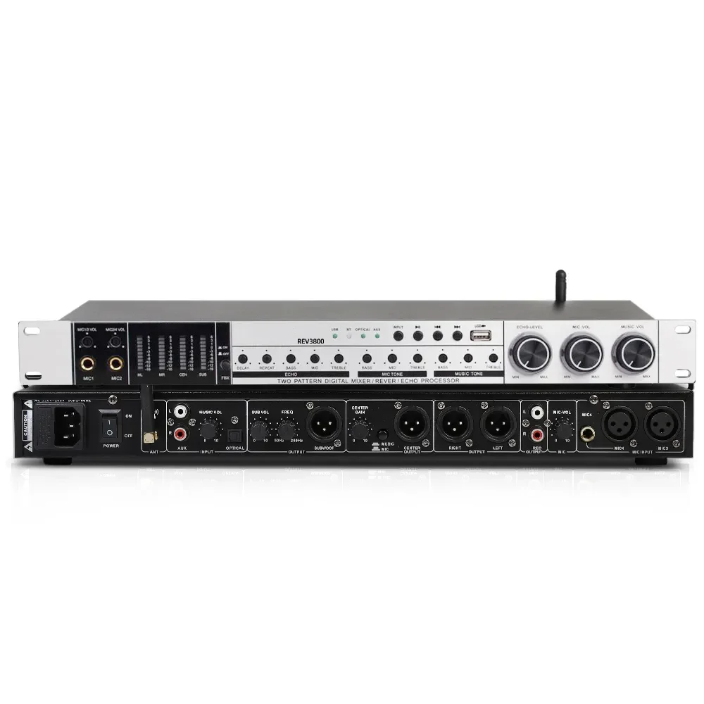 REV3900 Professional Digital Karaoke Audio Effects Processor with 2 UHF Handheld Microphones
