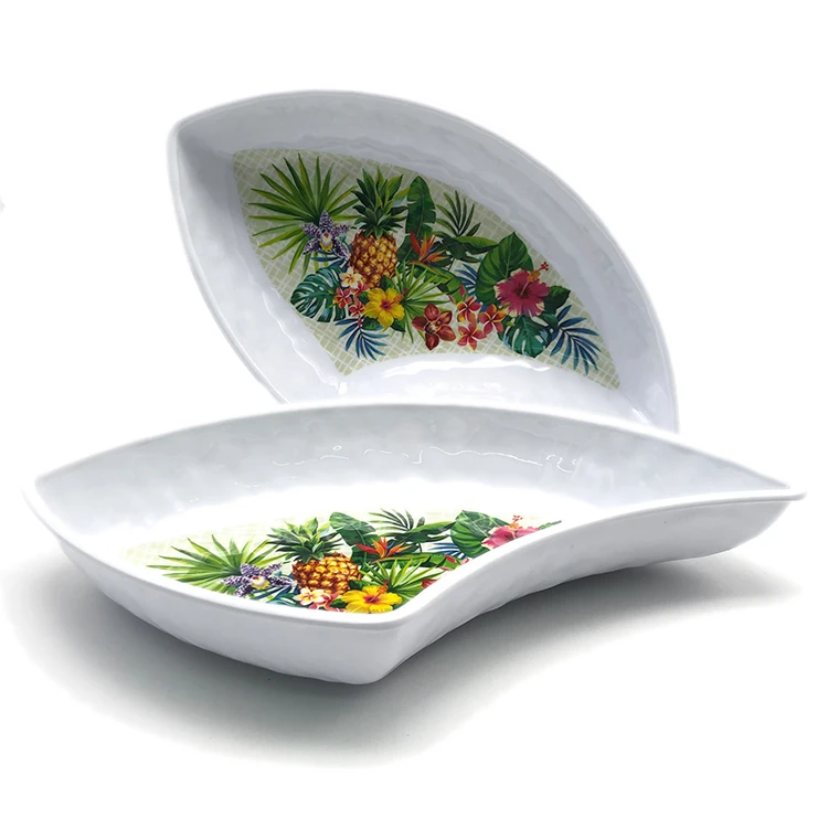 Graceful condiment dish 13 inch compartment plate Appetizer Serving Platter Assorted Snack Dish plastic Serving Tray Dip Bowl