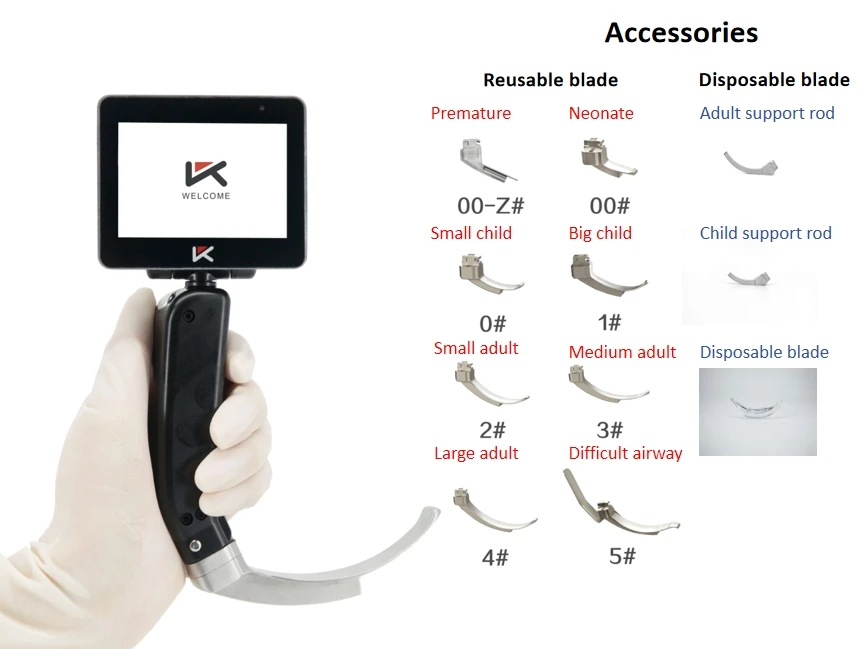 Endoscope pediatric Portable Reusable Flexible Video Laryngoscope Bronchoscope in ICU Emergency for ENT