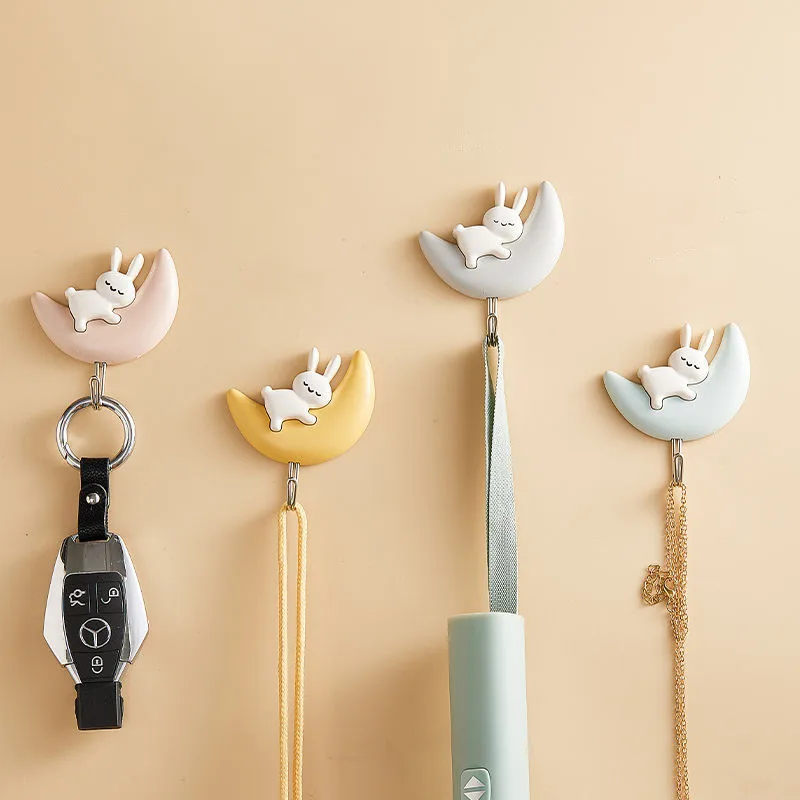 Настенный декоративный дверной вход для ванной комнаты Многофункциональный самоклеящийся крючок креативный в форме Луны клейкие крючки настенные