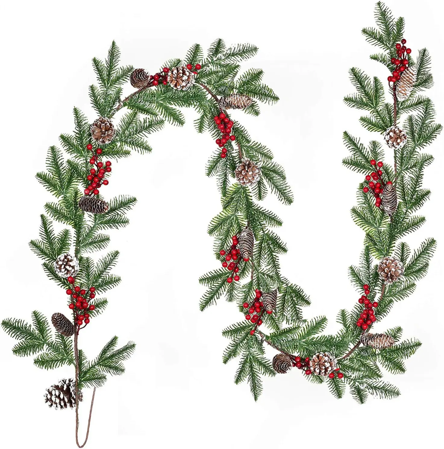 Wholesale Christmas Home Shopping Mall Party Decoration Red Berry Simulation Green Plant Vine Christmas Garland with Lights