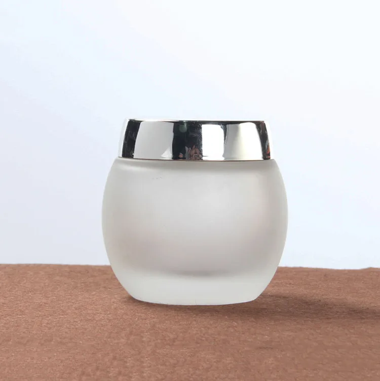 120g frosted spherical glass cosmetic cream mask jar with gold silver plastic lid
