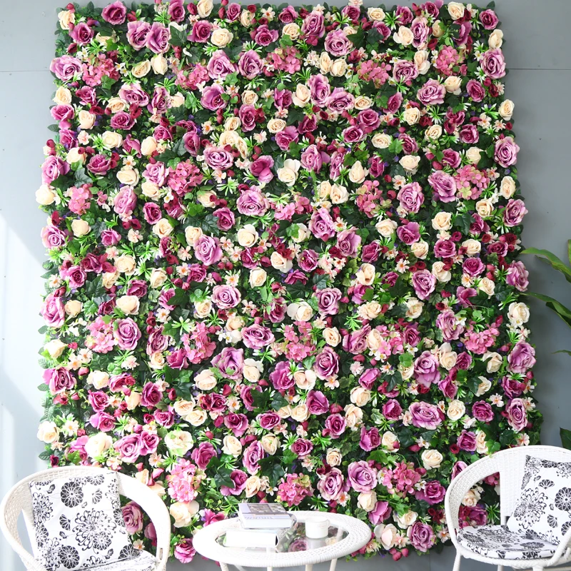 3D Customized Wall Wedding Decoration Silk Materials  40*60cm Floral Wall Backdrop Stage Rose Flower Wall