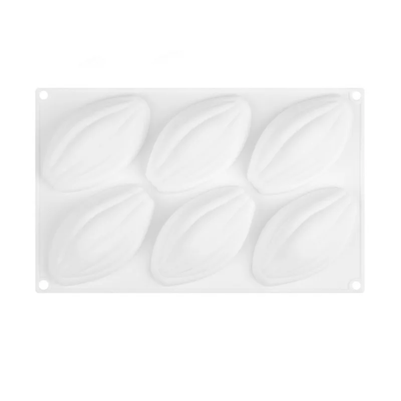 6 cavity silicone cacao pods shape design mould chocolate mold for diy baking candy cookies