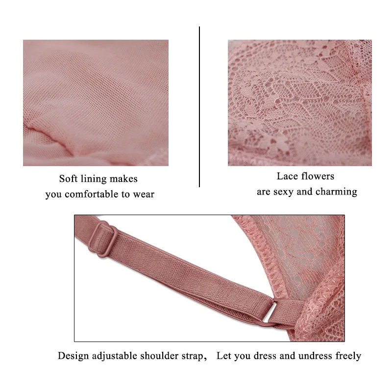 Wholesale seamless deep V lace girl ladies bra wireless thin underwear sexy lingerie bras for women