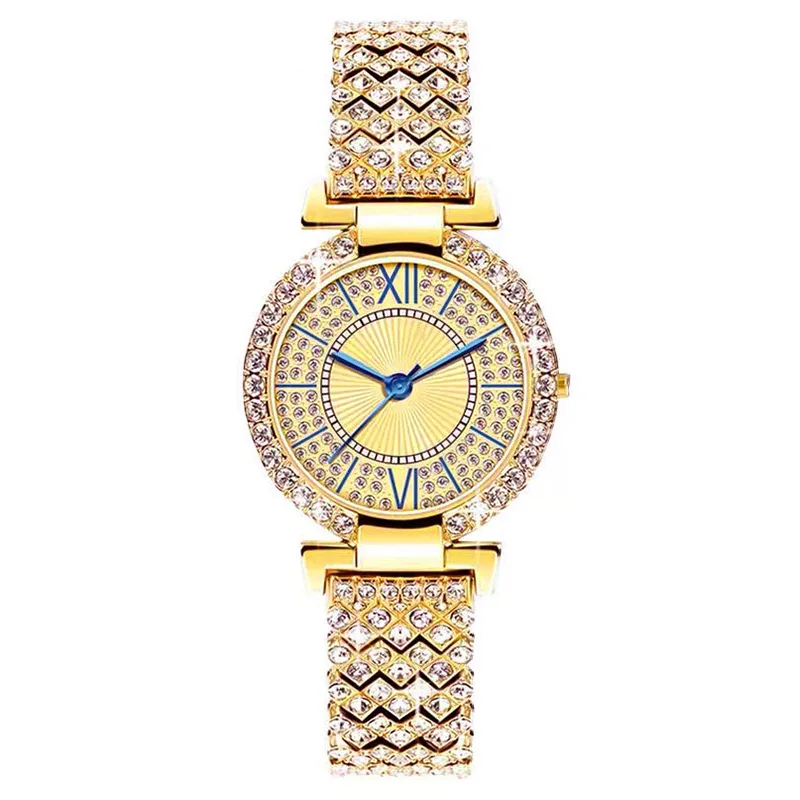 Fashion Stainless Steel Full Diamond Shiny Ladies Quartz Watch women quartz watch