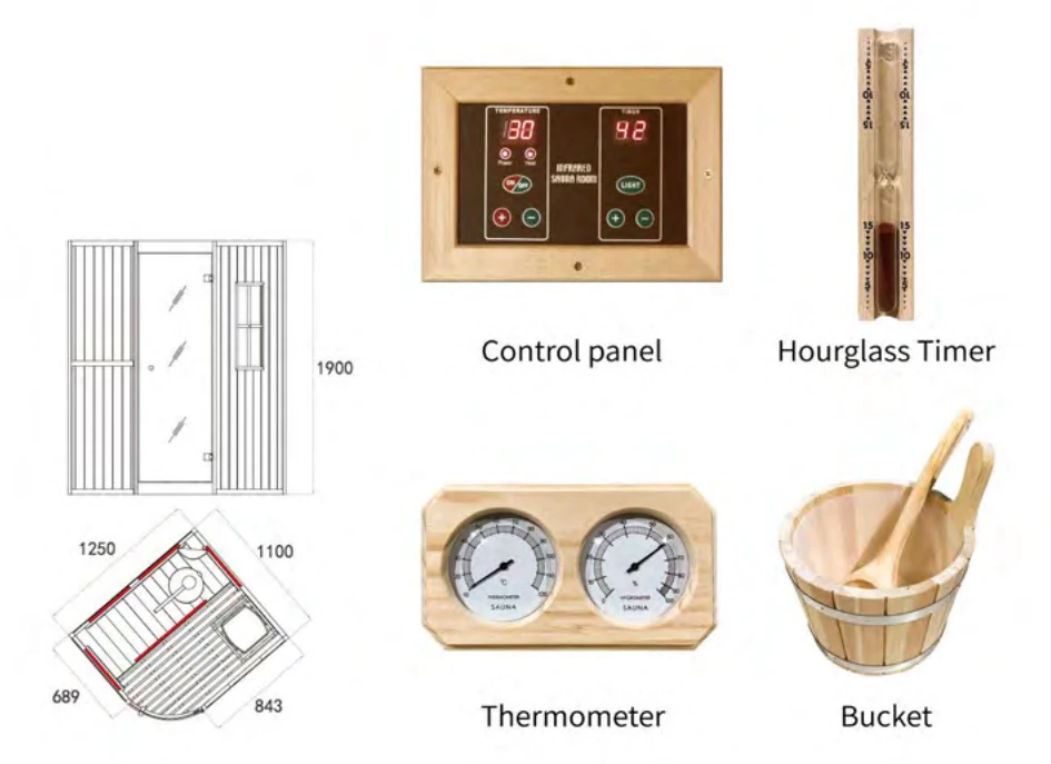 High Quality Wood Indoor Sauna Combination Series Spa Tubs Sauna Rooms Home Dry Steam Sauna Room for 2 People