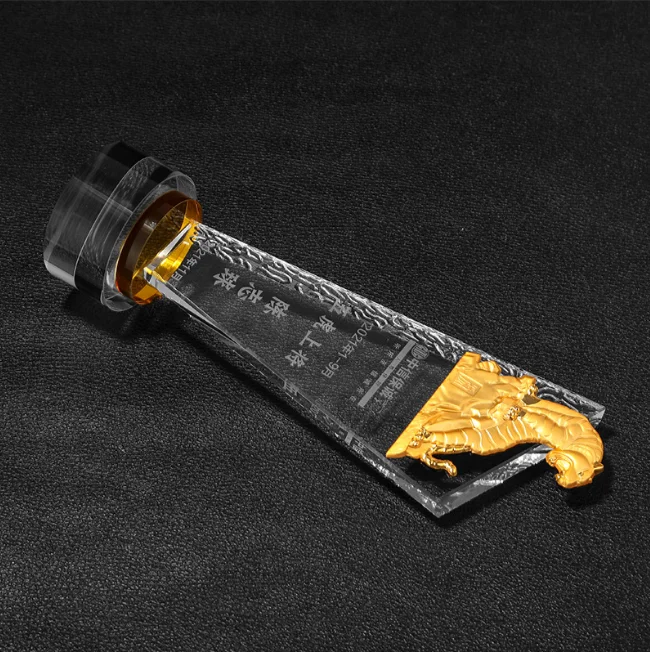 Oneway wholesale k9 blank crystal trophy awards custom 3d laser engrving crystal glass tiger trophies for business Gift