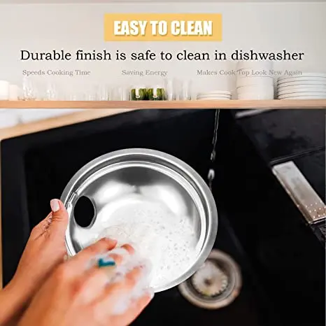 4Pack Stainless Steel Reflector Bowls Universal Drip Pan Kits Gas Stove Burner Rings for Frigidaire 5304430150,318067051