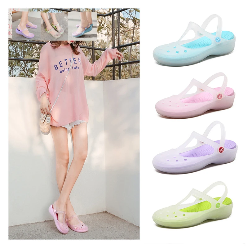 Woman Mary Jane Garden Clogs Crocks Comfy Removable Sole Beach Shoes Slippers Sandals