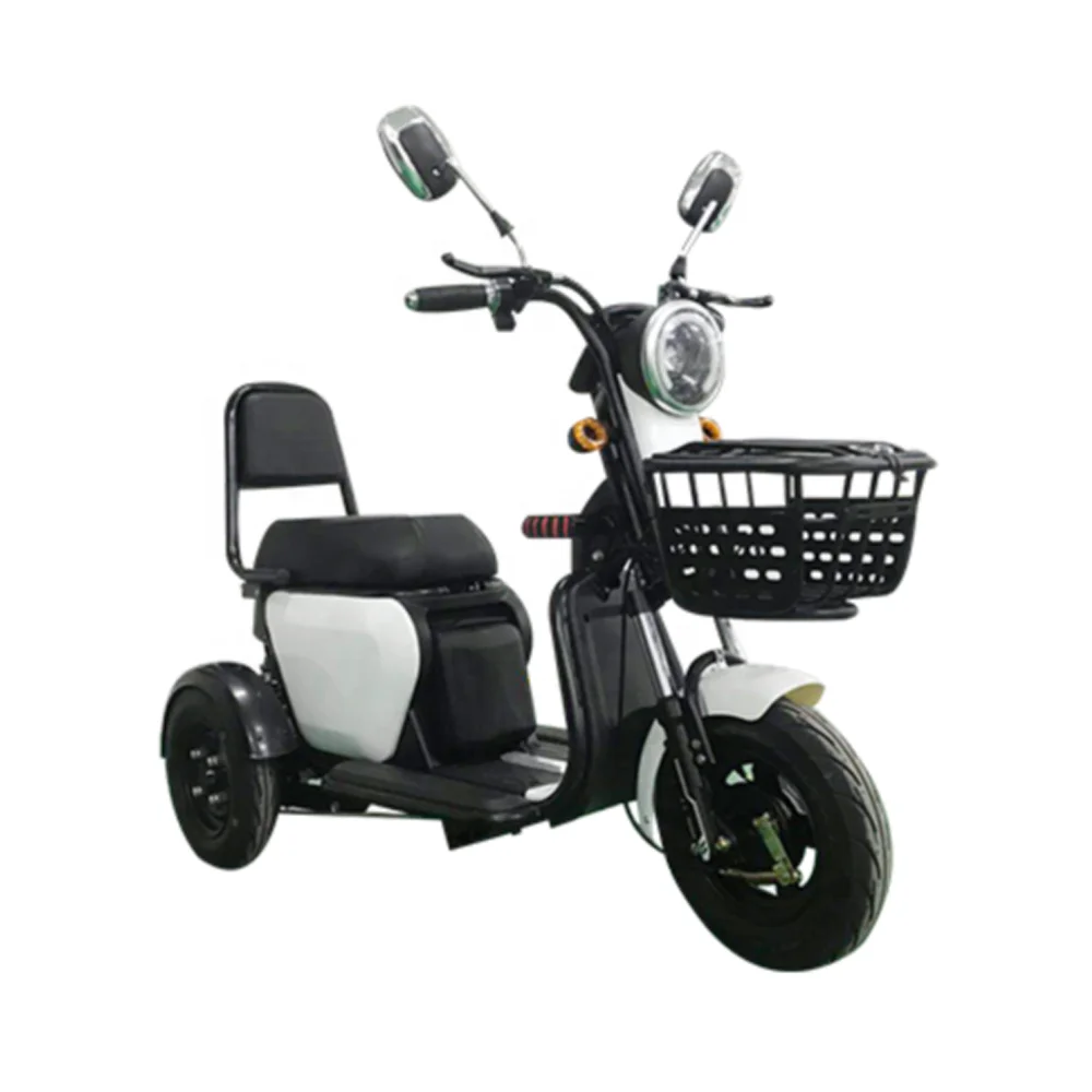 500W 25KM/H 10inch cheap Simple shopping three wheel moped adult obese old people travel stable electric tricycle with basket