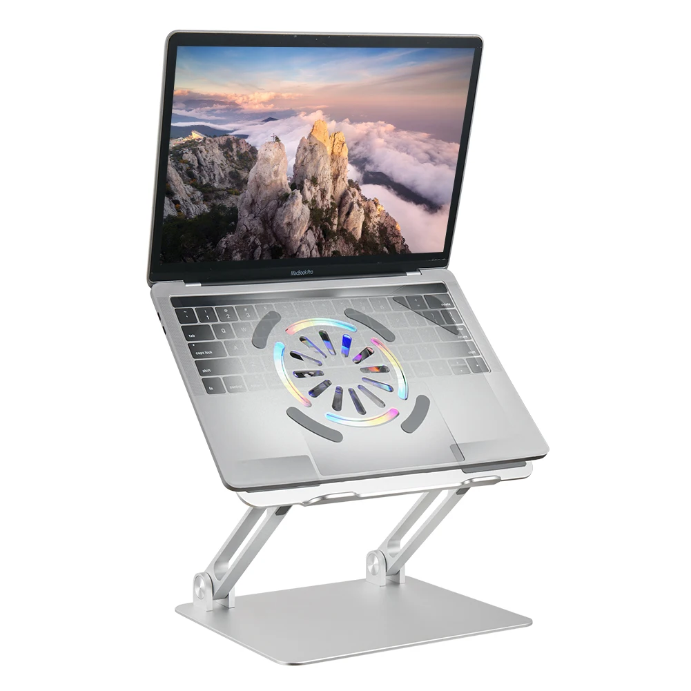 Custom Logo Foldable Adjustable Aluminum RGB Light Sturdy Support Game Notebook Holder Laptop Stand