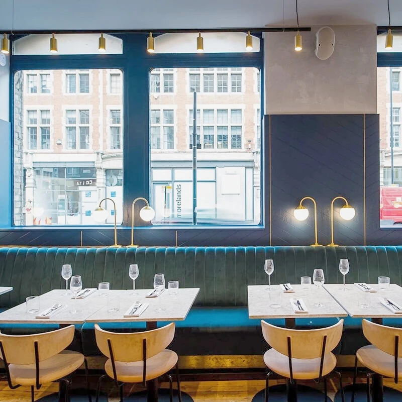 UPTOP OEM Customized Modern Restaurant Furniture Hotel Velvet And Leather Banquette Sofa Booth Seating dining set