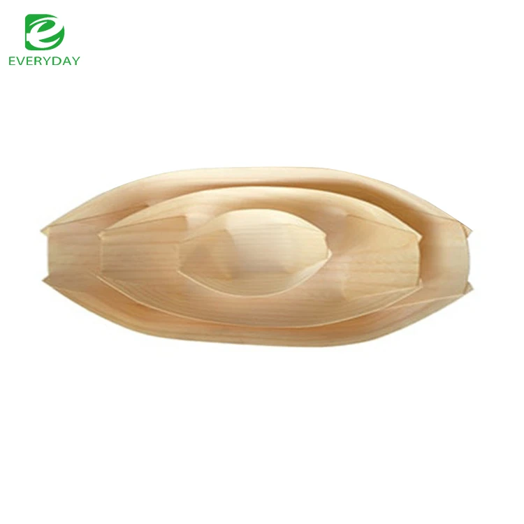 Factory Supply Disposable Wooden Boat/cone/cup Wood Food Container For Sushi Snacks