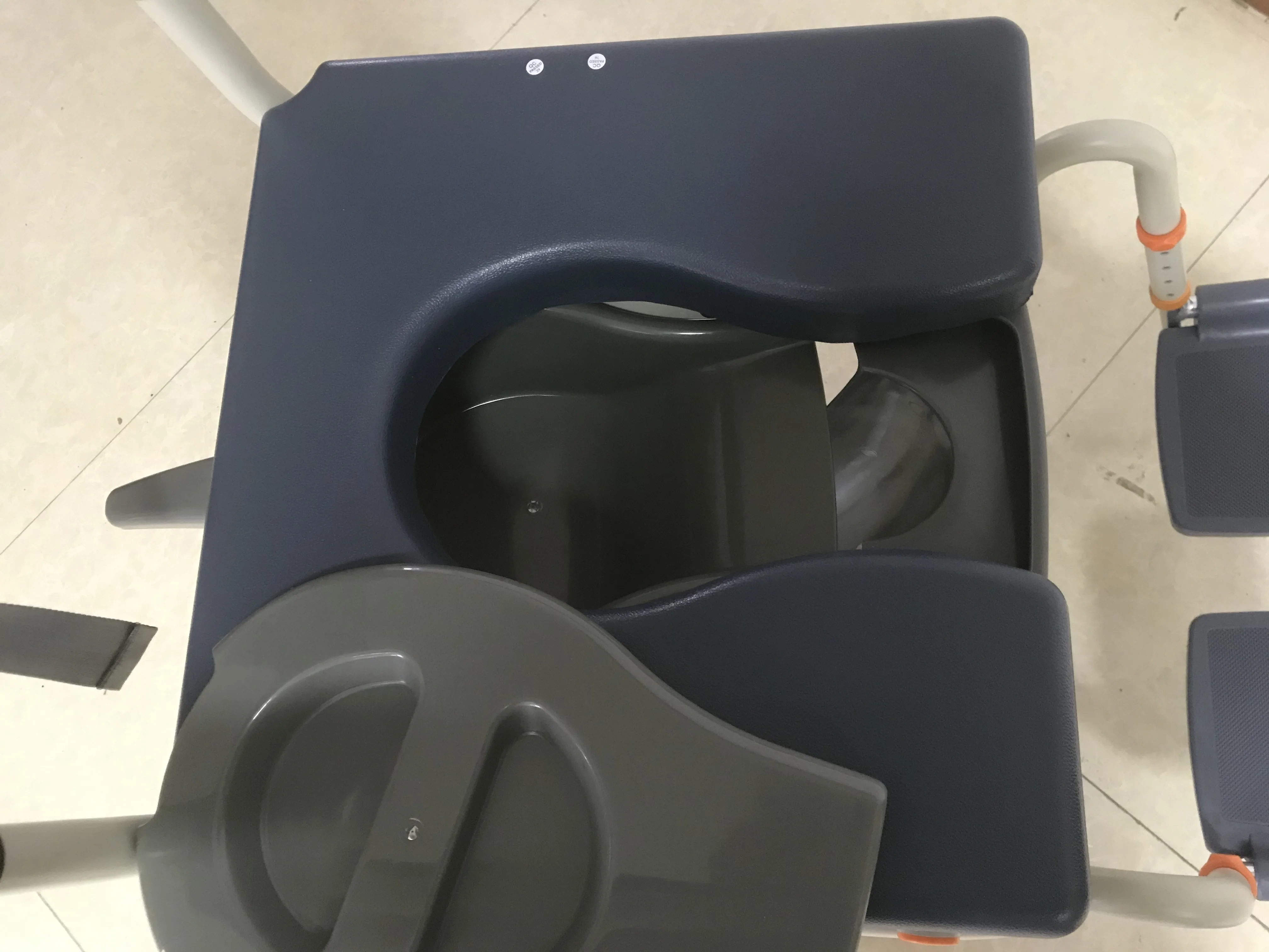 bath portable old people wide seat back folding sliding shower toilet commode chair with armrest footrest