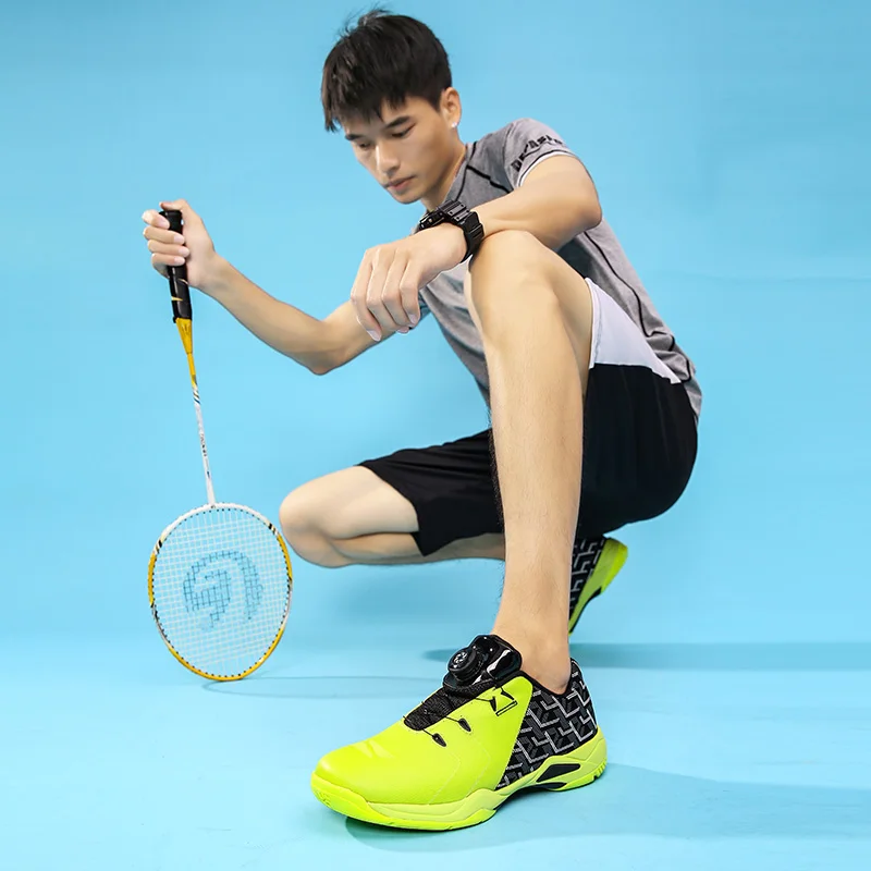 High Quality Unisex Badminton Shoes Professional Training Sneakers Fashion Golf Shoes Rotation Adjustable Men Women Tennis Shoes