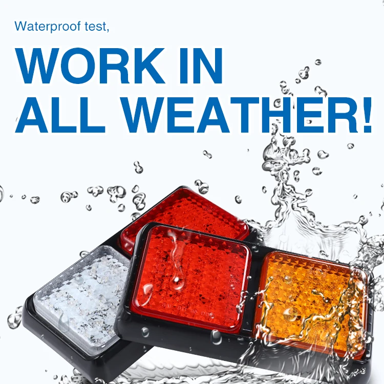 Waterproof Emark 3C DOT approved square led stop tail indicator combination LED truck light rear signal light