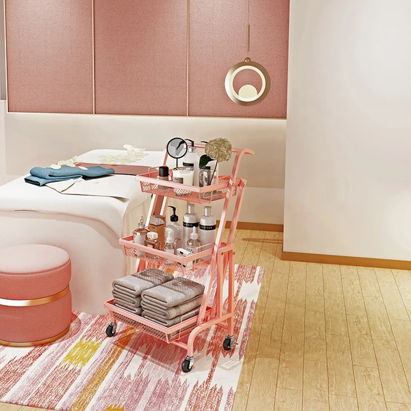 
Hot sale folding Metal 3-Tier trolley organizer kitchen Rolling Storage Rack with kitchen trolley 