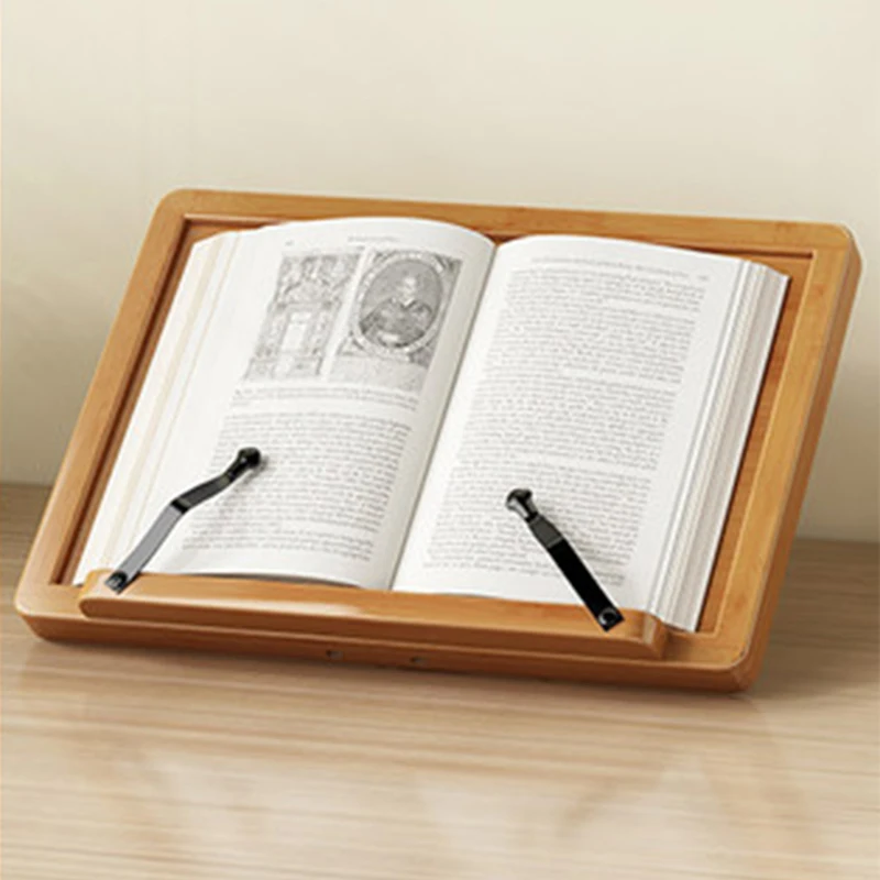 Adjustable Foldable Book Stand Recipe Table Bamboo Wooden Cookbook Reading Book Holder Stand For Reading
