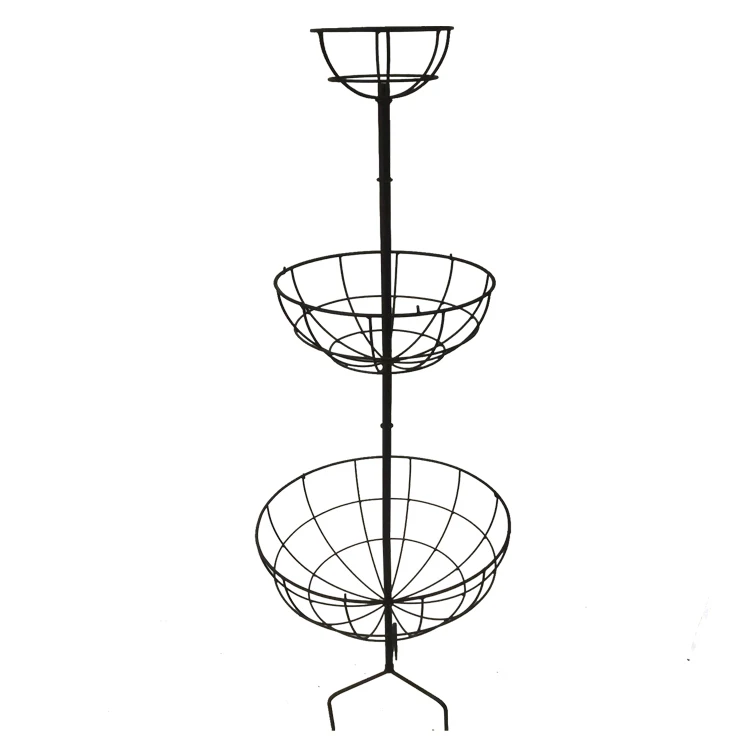 Factory Direct Metal Wire Basket Snack Potato Chip Display Rack with 3 tiers Plush Toys Display Stand with Cycle Basket Holder