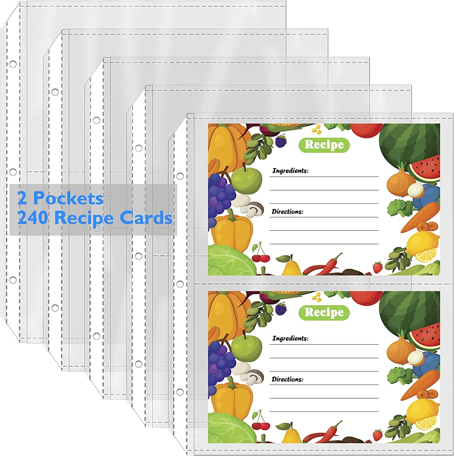 MaxGear 60 пакет 4x6 дюймов рецепта Чехлы для карт рецепта держатель карты фото пополнения страниц идеально подходит для рецептов связующего фото рукава