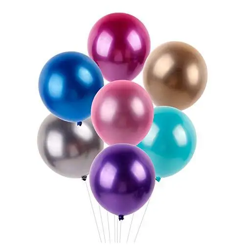 Hot 12 inch metal chromium air helium balloon Happy birthday latex balloon