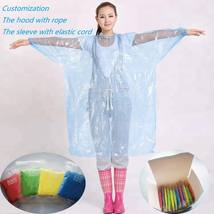 Custom disposable rain poncho for adult and kid for family