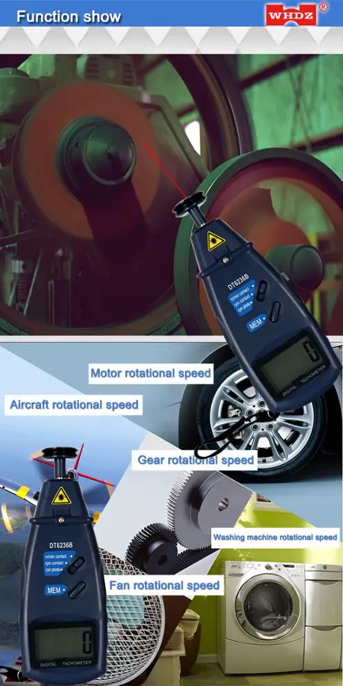 
Factory direct sale Digital photo contact tachometer DT6236B surface speed meter 