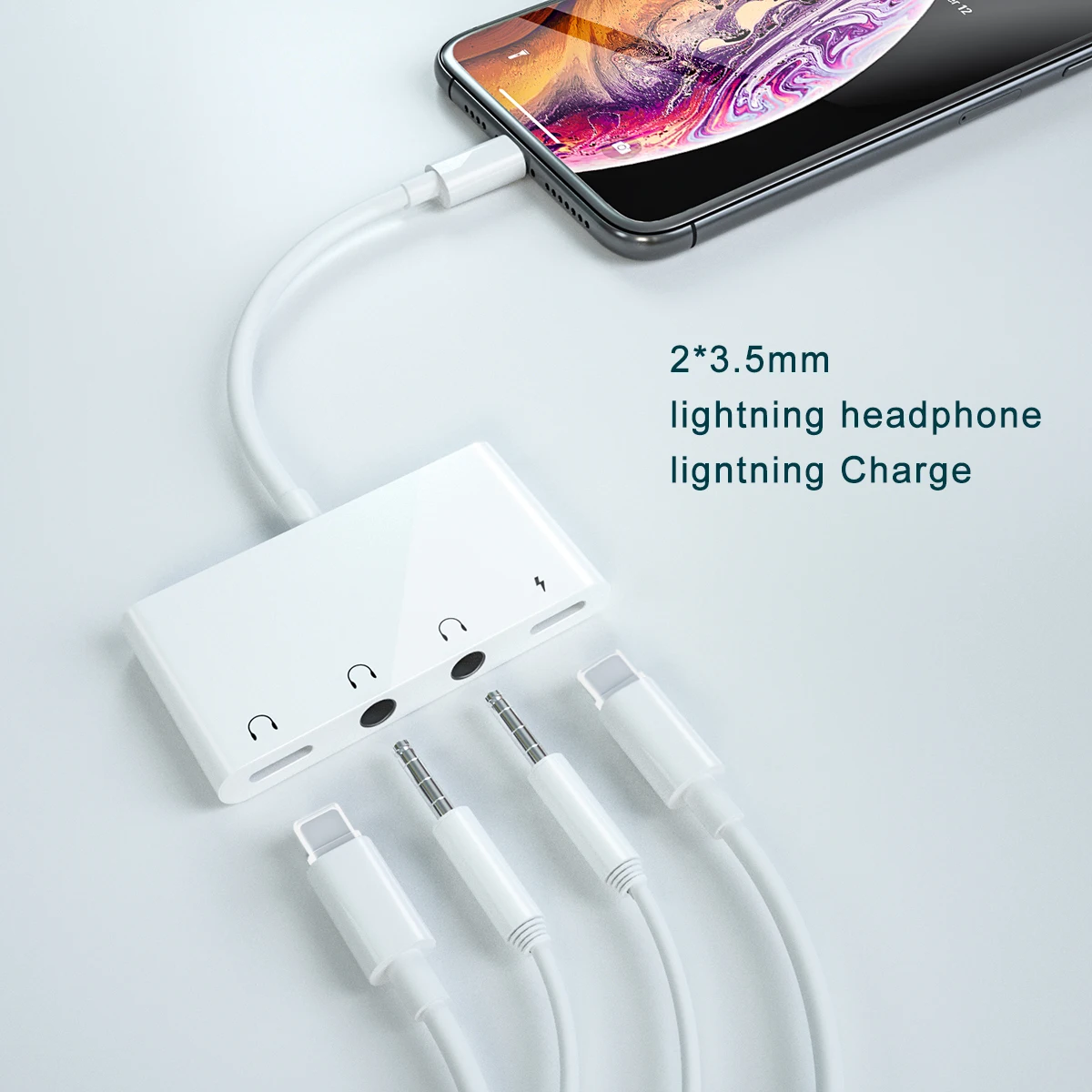 3.5mm headphone jack adapter for iPhone lighting to 3.5mm audio adapter with phone call headphone splitter adapter for Apple