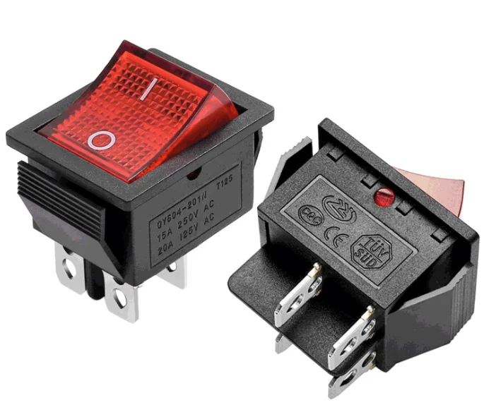 KCD4 AC 20A 125V 15A 250V T85 DPST 4 Пина 2 положение ВКЛ/ВЫКЛ красной подсветкой лодка