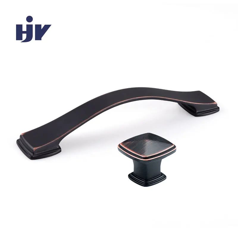 HJY oil rubber bronze cabinet handles 128mm Bow Drawer konb Pulls