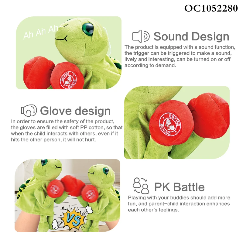 Plush turtle design indoor interactive sports games boxing fighting robot doll products set toy for kids