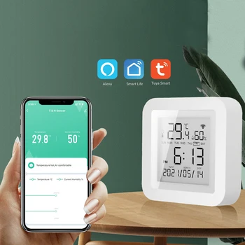 XZX Remotely Control Ir Devices Wifi Smart Temperature and Humidity Sensor Thermometer Electronic Lcd Display Alexa Google Home