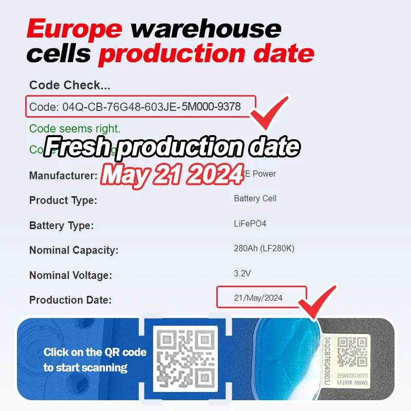 EV 3.2V Lifepo4 battery cell Grade A EU Stock 280ah 302ah 306ah 310ah 320ah 330ah 340ah lithium akku for Solar energy storage