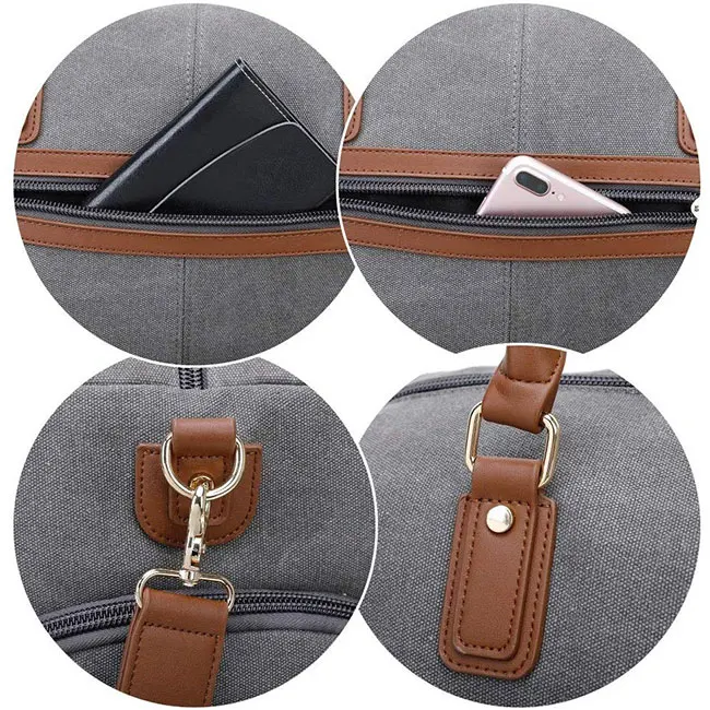 
Heavy Duty Vintage Canvas Luggage Suitcase Bag Business Travel Weekend Trolley Duffle Bag 