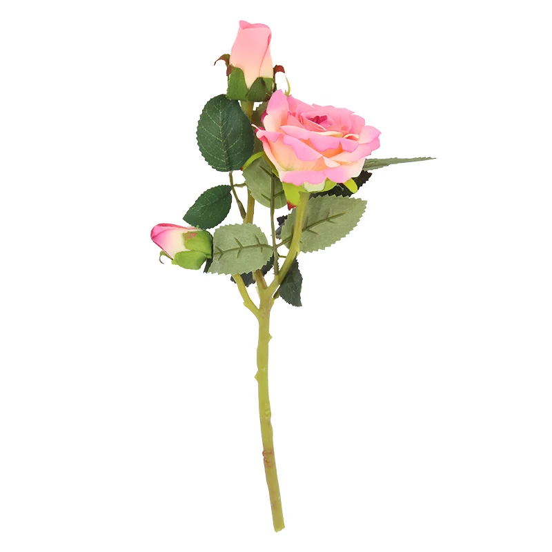 
1 flower head 2 bud real touch lifelike 3D artificial silk latex blossom rose flowers for home wedding party festival decoration 